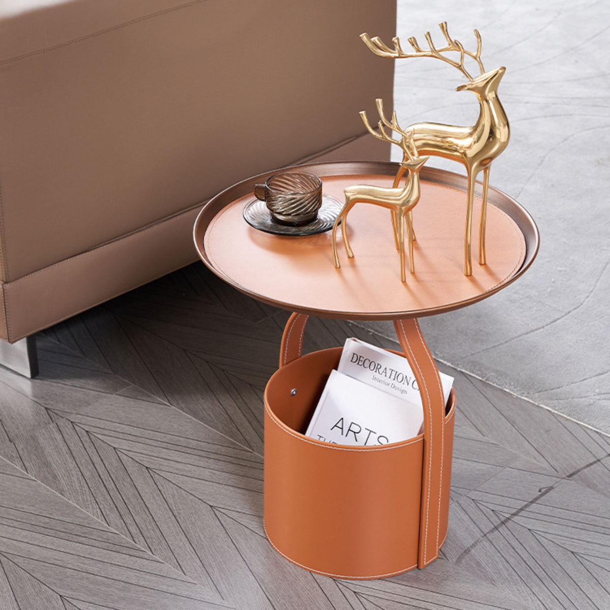 Saddle leather BEACON coffee table MLL-D29 with a sleek design, featuring smooth leather surface and modern style for living room decor.