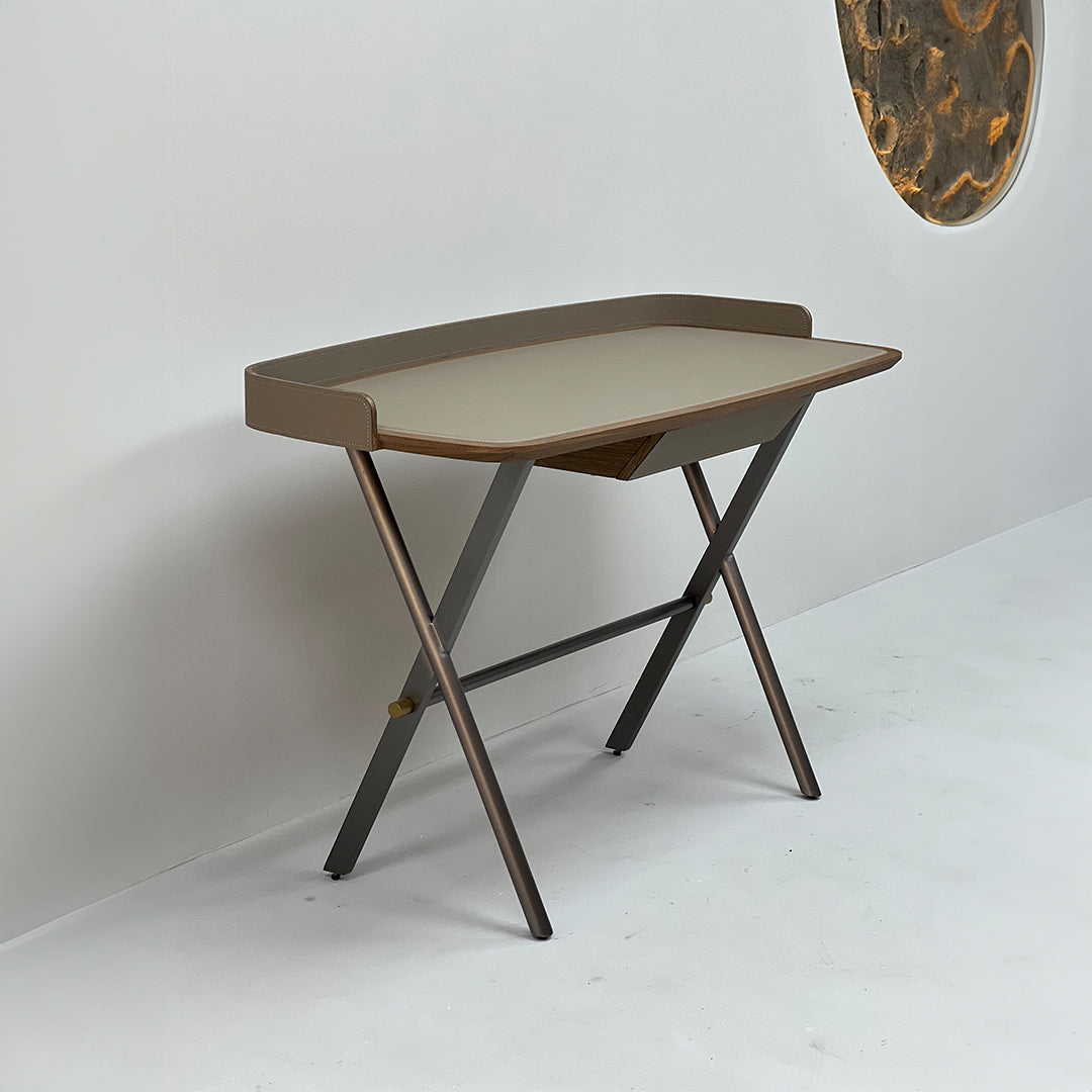 BEACON saddle leather office desk JK-J13 with sleek surface and sturdy legs, ideal for modern office spaces.
