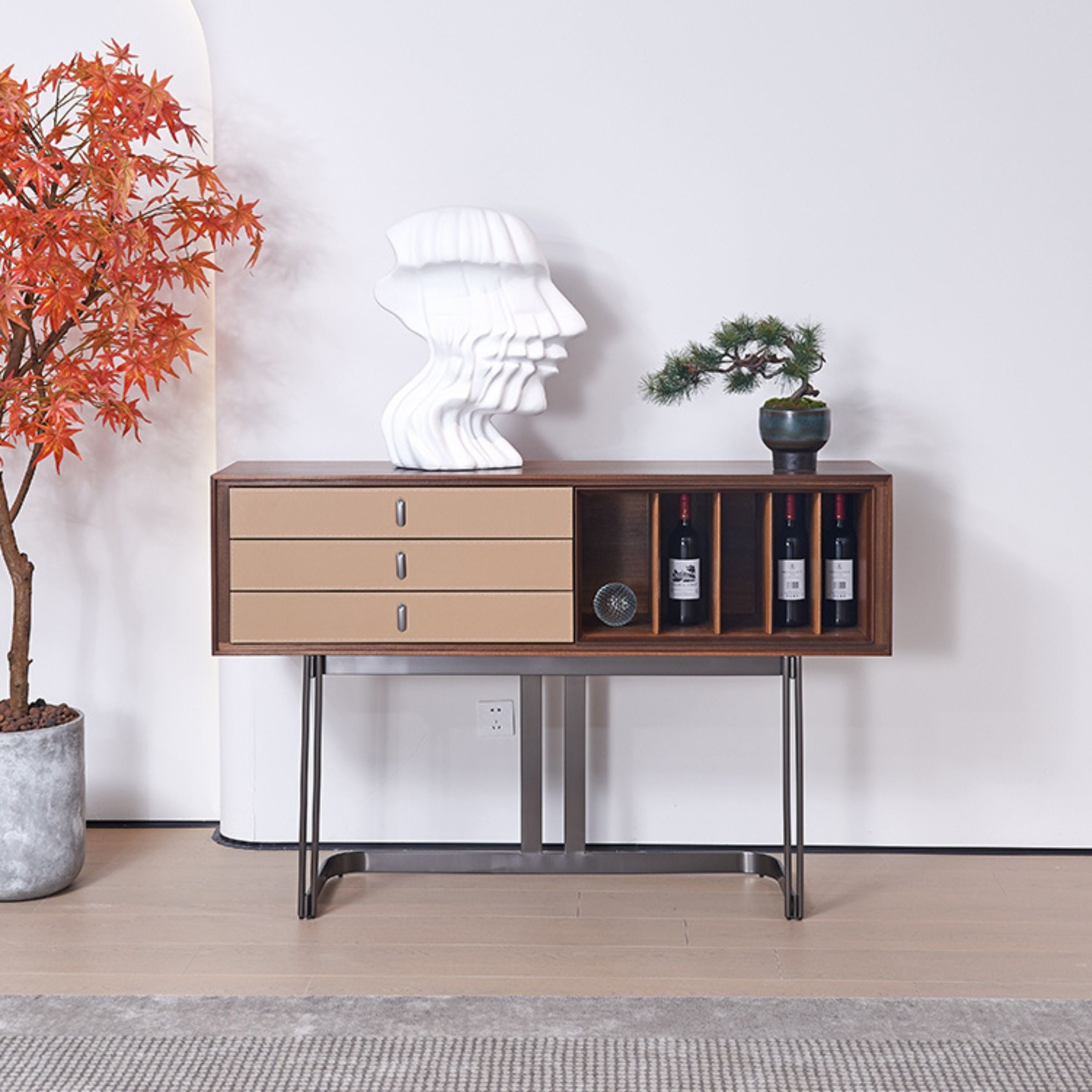 BEACON saddle leather sideboard MLL-X01 featuring sleek design and spacious storage, ideal for modern living rooms.