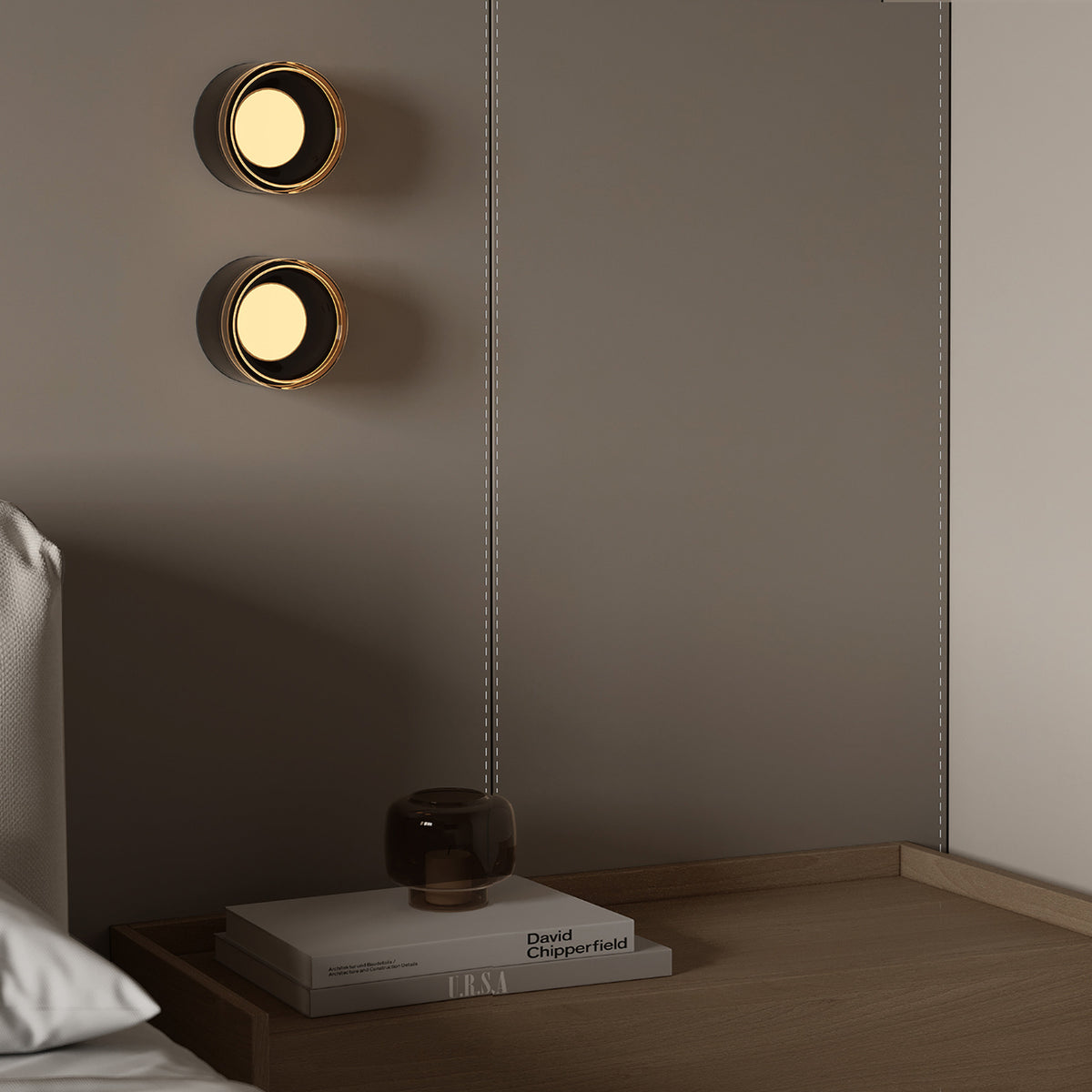 Dark beige saddle leather wall panel from BEACON MLL-CUS03, stylish leather wall decor for modern interiors.
