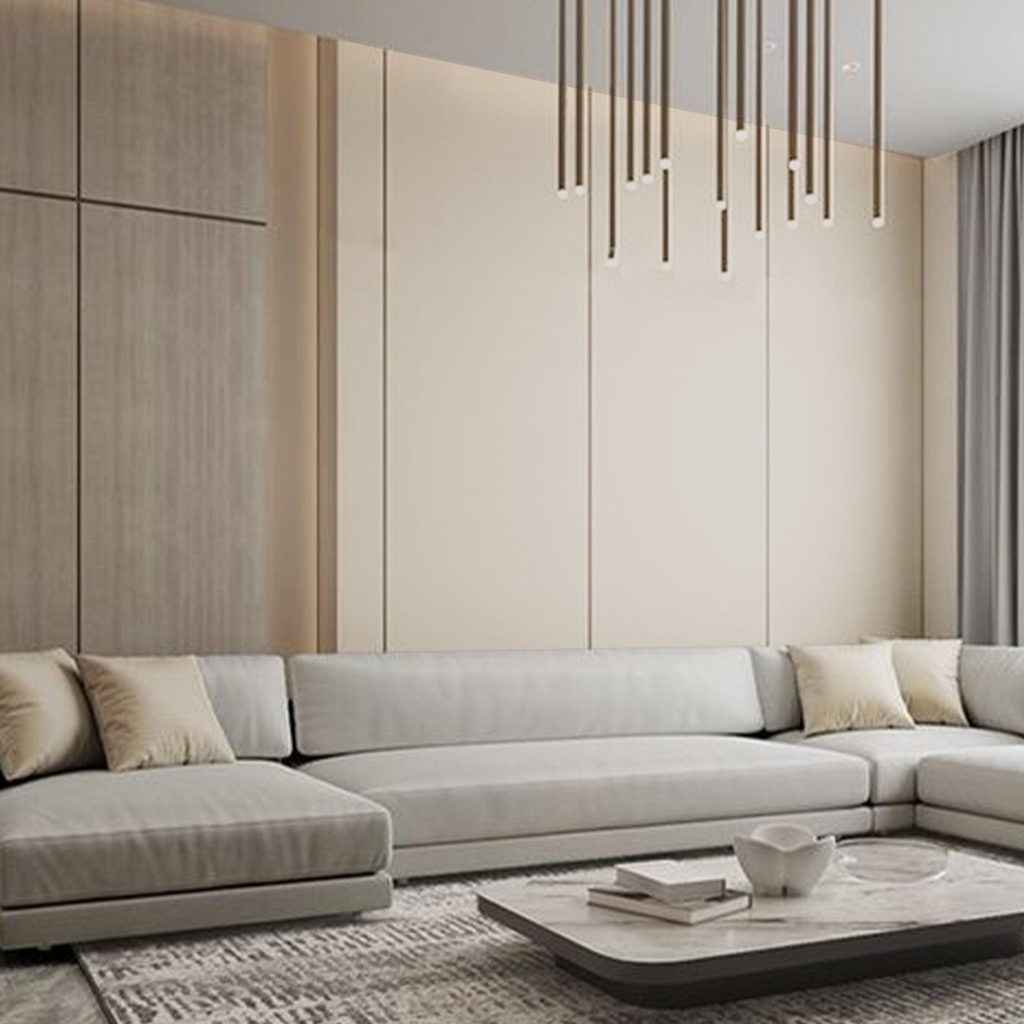 Sample of PET MDF Wall Panel WQ63127M(Light Gray)-SAMPLE - Wall panels samples - ebarza Furniture UAE | Shop Modern Furniture in Abu Dhabi & Dubai - مفروشات ايبازرا في الامارات | تسوق اثاث عصري وديكورات مميزة في دبي وابوظبي