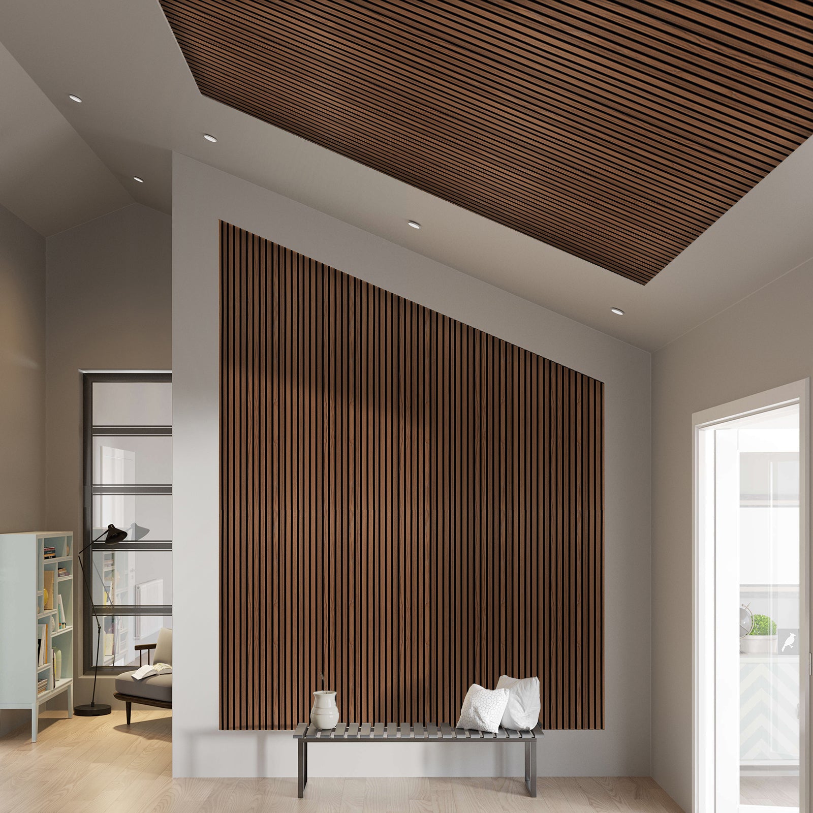 Sample of Slat Acoustic Panel 35-15mm Fire Retardant 14x28cm SMOKED-OAKED -Sample - Wall panels samples - ebarza Furniture UAE | Shop Modern Furniture in Abu Dhabi & Dubai - مفروشات ايبازرا في الامارات | تسوق اثاث عصري وديكورات مميزة في دبي وابوظبي