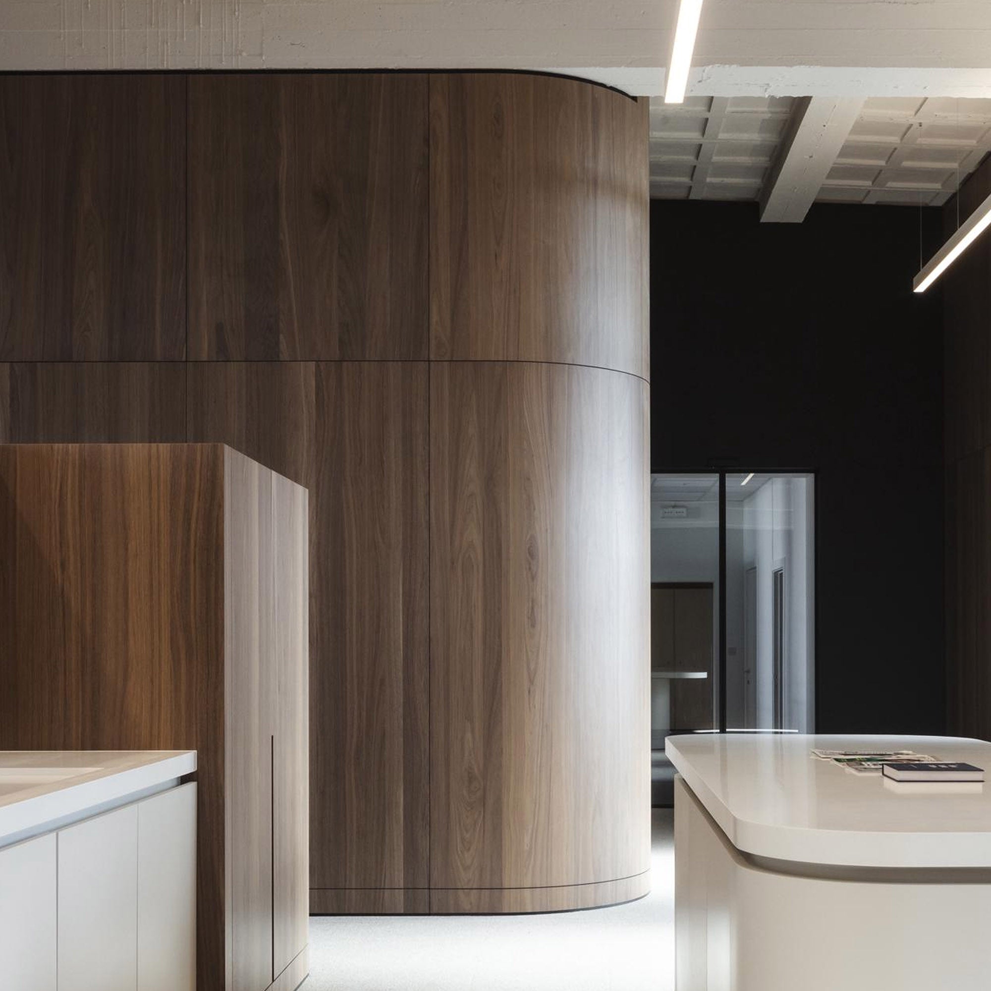 WPC wall panel sample with walnut color, BB stitching, 122x320cm, multi-purpose decorative wall panel by BEACON.