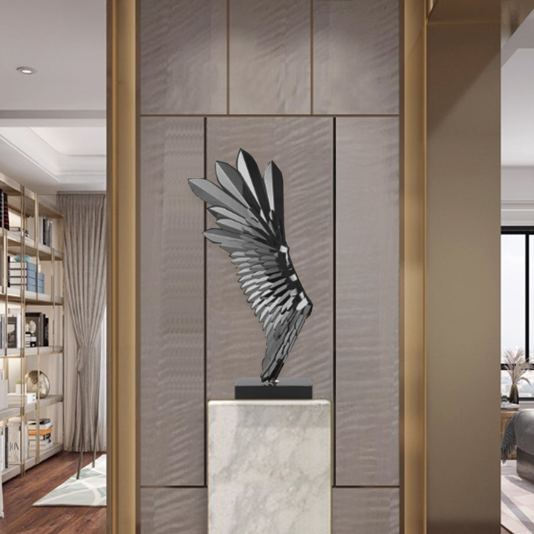 The Golden Wing Handcrafted Stainless Steel Table Artwork B0079 Brushed Black - Artwork - ebarza Furniture UAE | Shop Modern Furniture in Abu Dhabi & Dubai - مفروشات ايبازرا في الامارات | تسوق اثاث عصري وديكورات مميزة في دبي وابوظبي