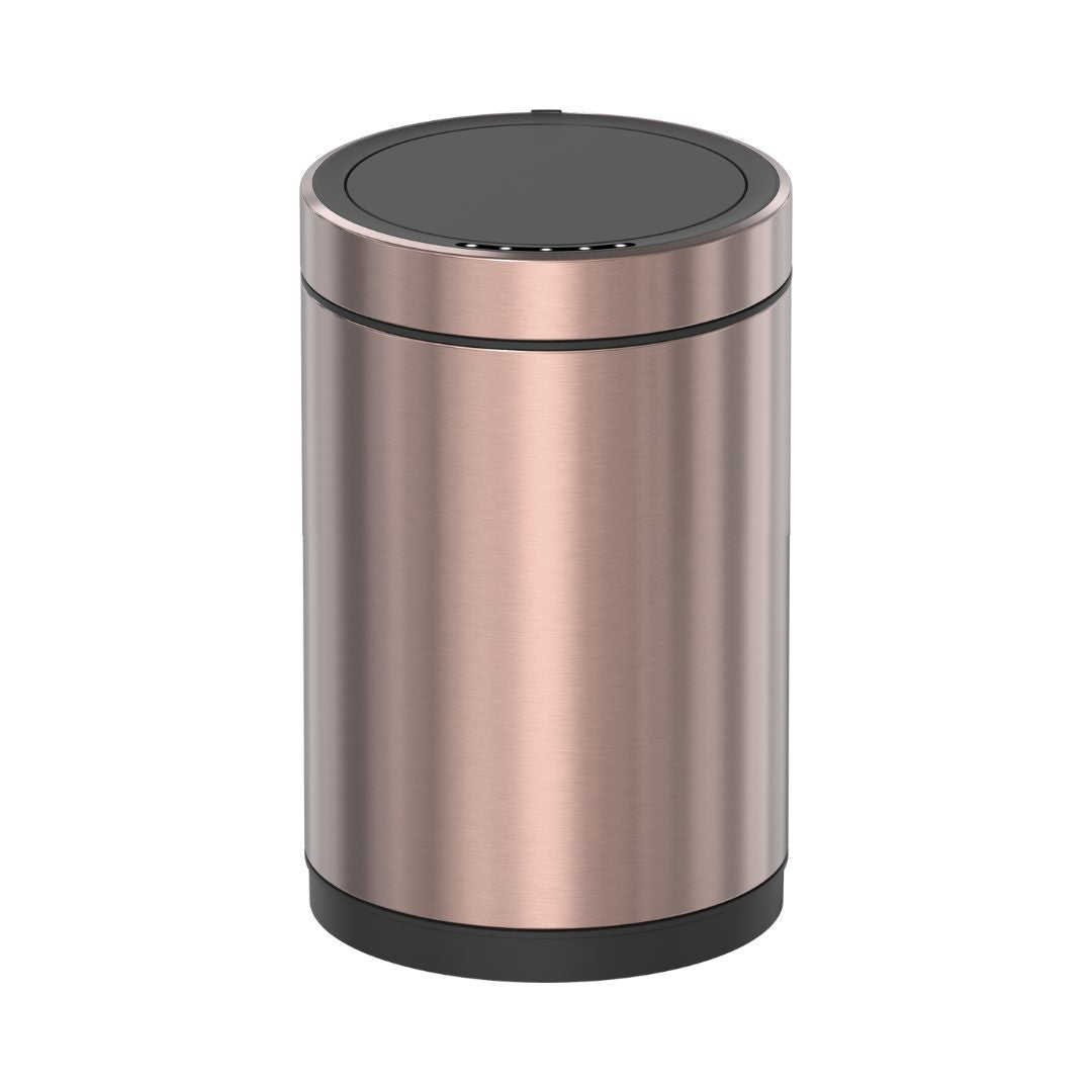 Sensor red copper trash bin by BEACON, model JH-8822-CPR, featuring a sleek red copper finish and automatic sensor operation.
