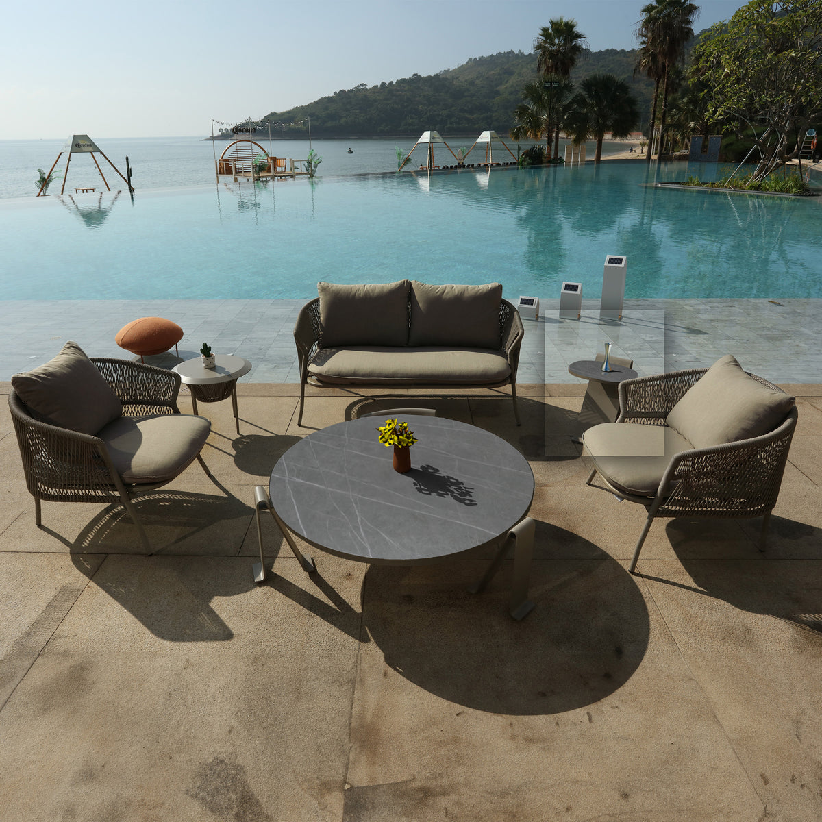 Outdoor Serie R Side Table by BEACON, made of durable material, featuring a sleek design perfect for outdoor spaces.