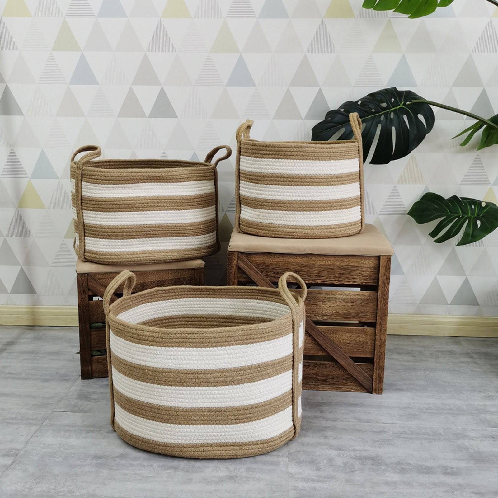 Set Of 3 Baskets 190410-010 - Baskets - ebarza Furniture UAE | Shop Modern Furniture in Abu Dhabi & Dubai - مفروشات ايبازرا في الامارات | تسوق اثاث عصري وديكورات مميزة في دبي وابوظبي