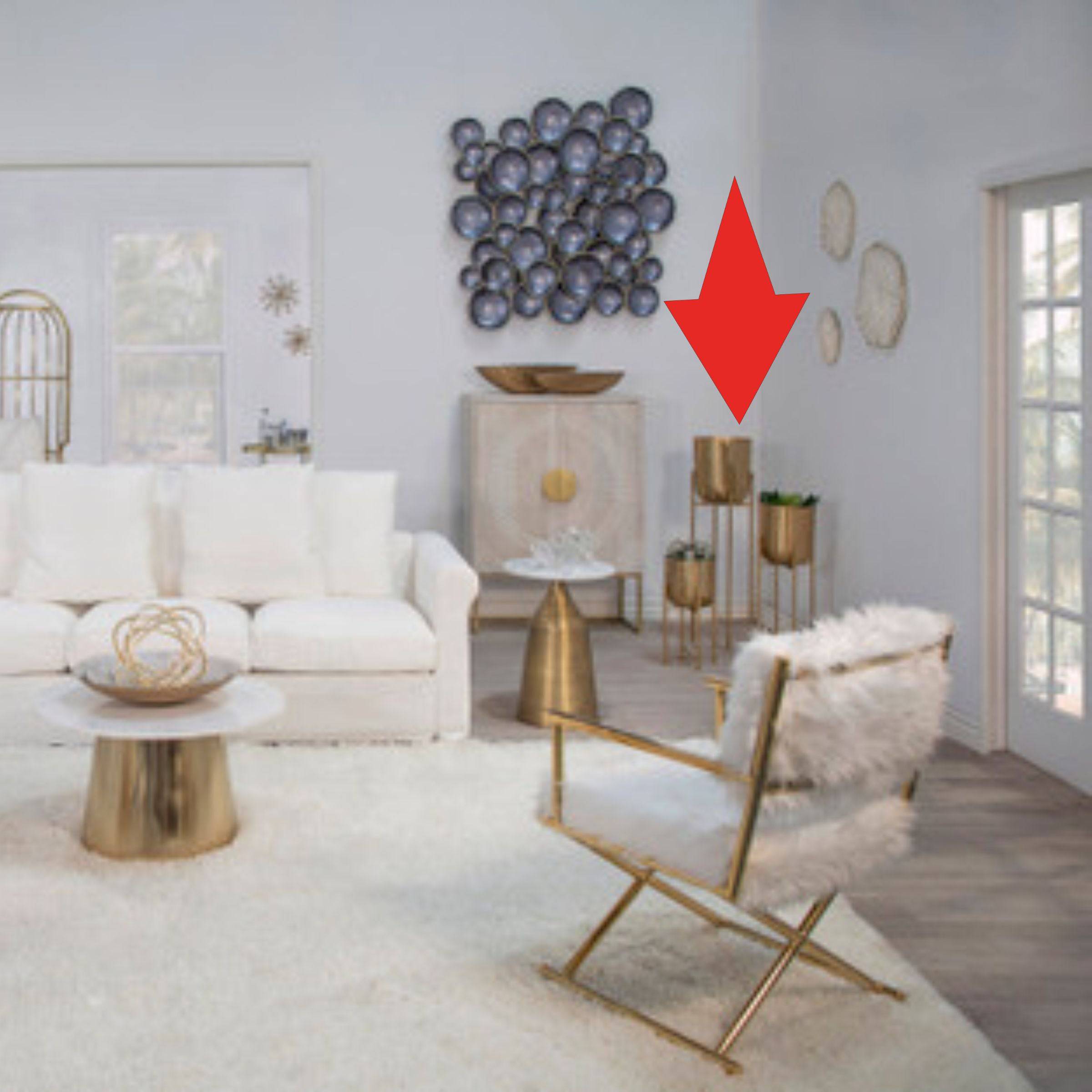 Set Of 3 Metal Planters On Stand - 40,30,20 Cm - Gold 14630 - Planter Boxes - ebarza Furniture UAE | Shop Modern Furniture in Abu Dhabi & Dubai - مفروشات ايبازرا في الامارات | تسوق اثاث عصري وديكورات مميزة في دبي وابوظبي