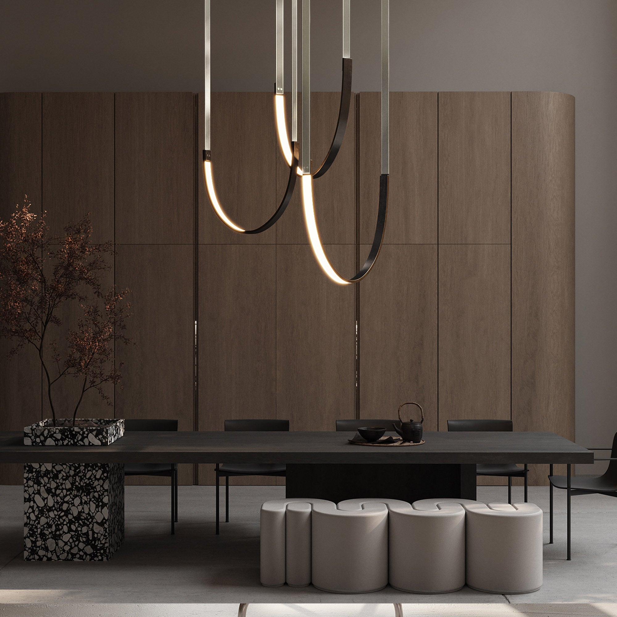 Pre-order 35 Days Delivery Set of 3x Catenary Leather Curve Pendant Lamp CY-DD-1054 - Pendant Lamps - ebarza Furniture UAE | Shop Modern Furniture in Abu Dhabi & Dubai - مفروشات ايبازرا في الامارات | تسوق اثاث عصري وديكورات مميزة في دبي وابوظبي