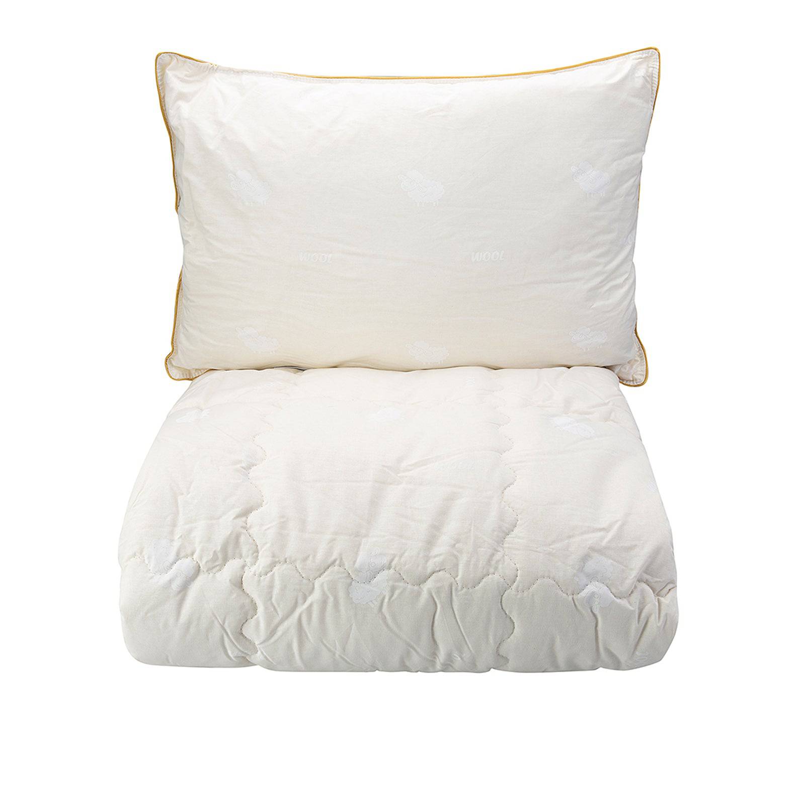 Set of single wool quilt and wool pillow, Yun Yogran 155x215 bedding by KARACA and KARACA HOME, cozy and comfortable bedding set.