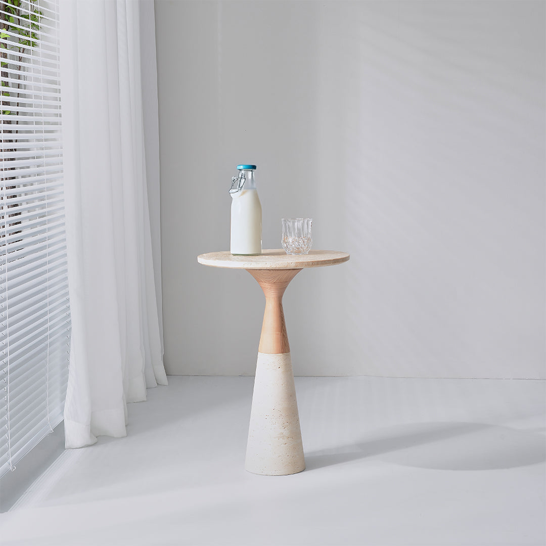 Beige BEACON side table JK-D224 with a sleek modern design, featuring a flat surface and sturdy legs.