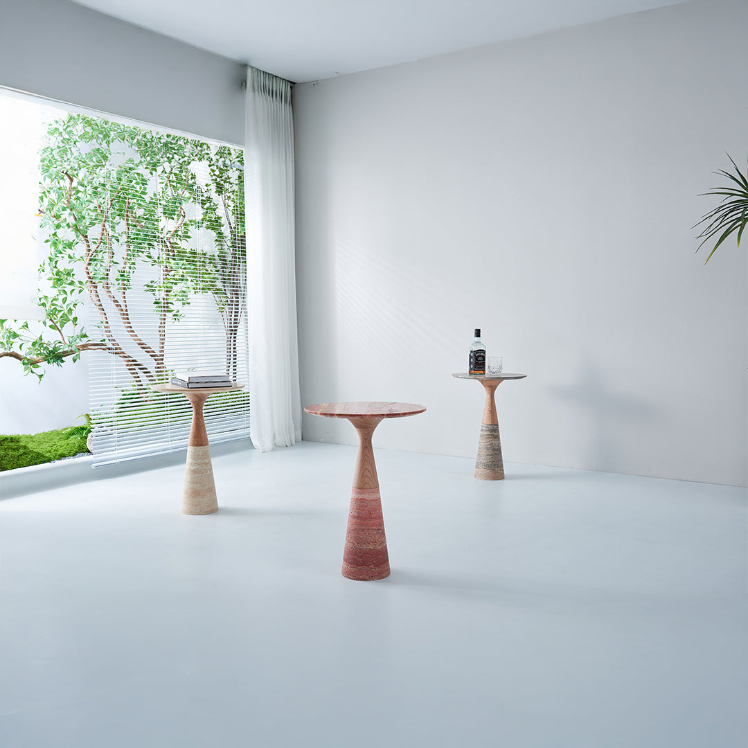 Red BEACON side table JK-D224 with a sleek design, featuring a compact surface and sturdy legs for modern living spaces.