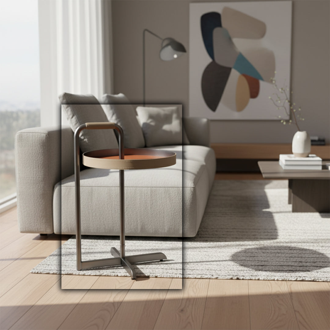 Modern Beacon Civil side table LWL25005 with wooden top and black metal legs, ideal for living room or bedroom decor.