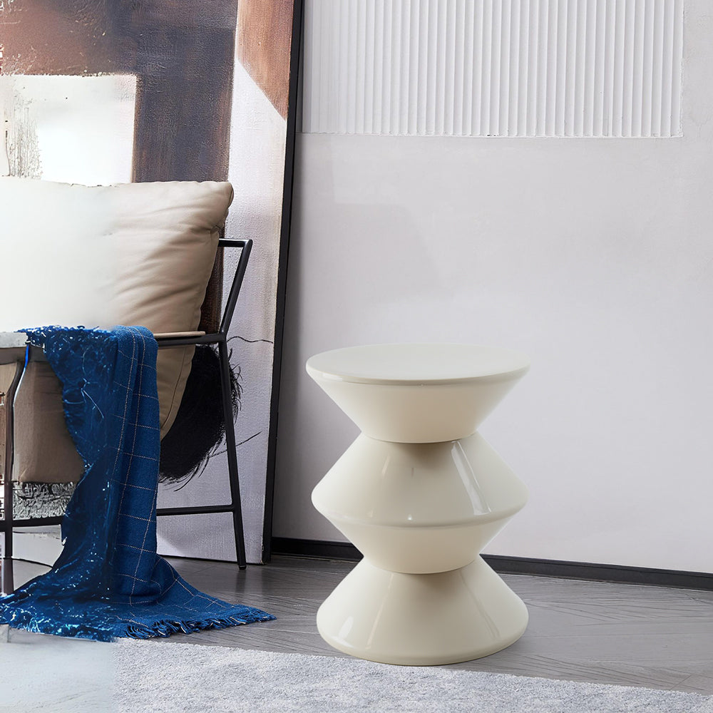 Off-white RUDI Side Table PC-176A with sleek design, featuring a smooth surface and modern style for living room or bedroom use.