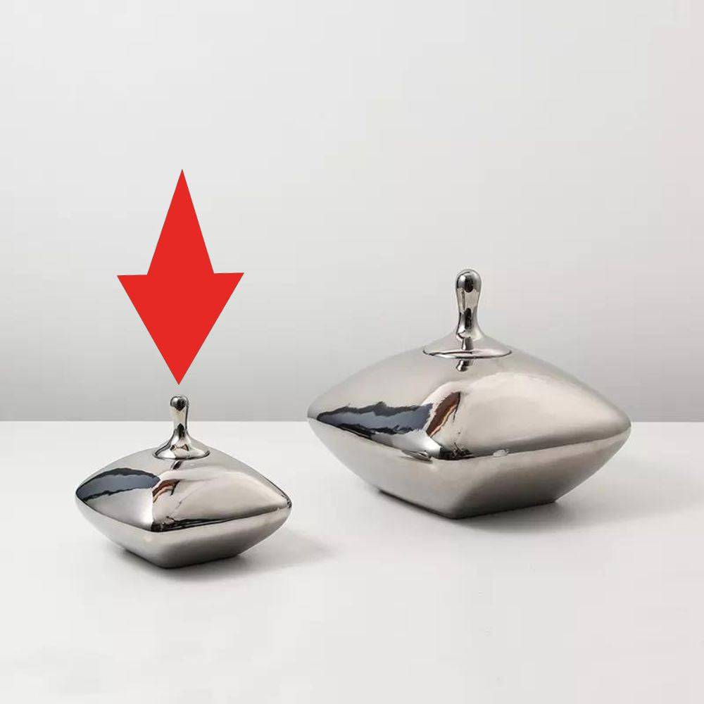 Silver Ceramic Jar - Medium Fd-D22043B - Vases - ebarza Furniture UAE | Shop Modern Furniture in Abu Dhabi & Dubai - مفروشات ايبازرا في الامارات | تسوق اثاث عصري وديكورات مميزة في دبي وابوظبي