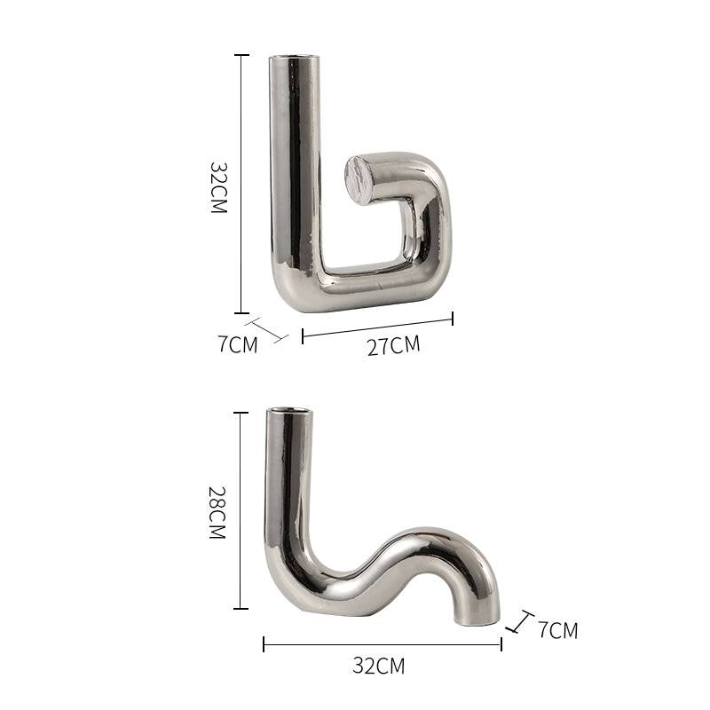 Silver Curved Ornament Fa-D21109 - Vases - ebarza Furniture UAE | Shop Modern Furniture in Abu Dhabi & Dubai - مفروشات ايبازرا في الامارات | تسوق اثاث عصري وديكورات مميزة في دبي وابوظبي