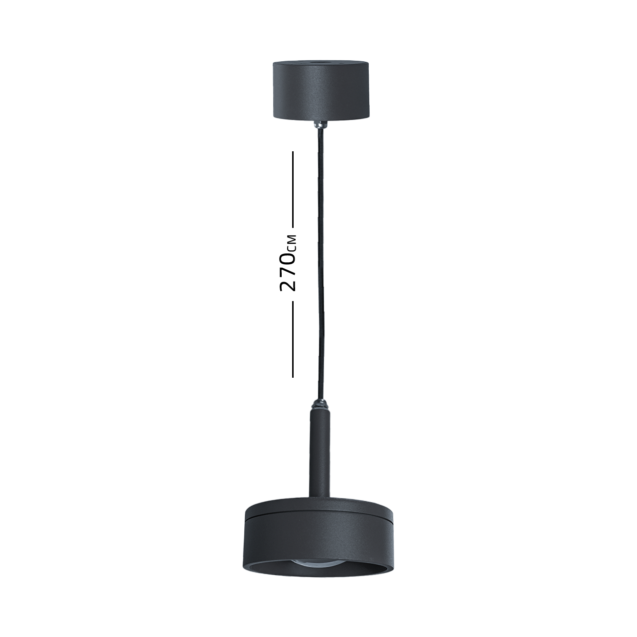 Shiny dark grey SkyNest pendant lamp by Beacon, hanging with a sleek, modern design for contemporary interior lighting.
