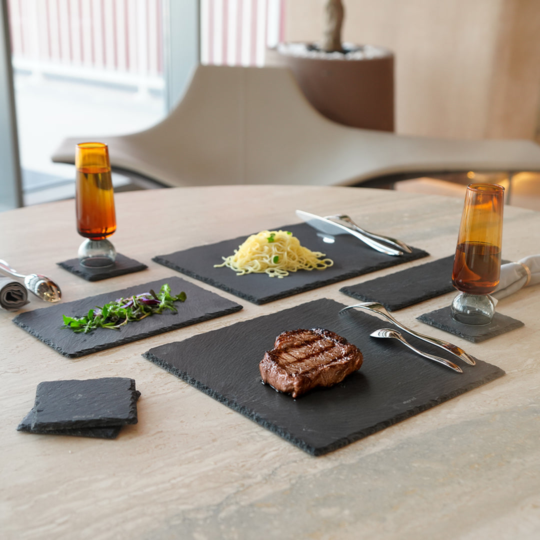 Slate Serving Board Rough Chipped Edges 30x30cm - CKPL3030B - Trays - ebarza Furniture UAE | Shop Modern Furniture in Abu Dhabi & Dubai - مفروشات ايبازرا في الامارات | تسوق اثاث عصري وديكورات مميزة في دبي وابوظبي