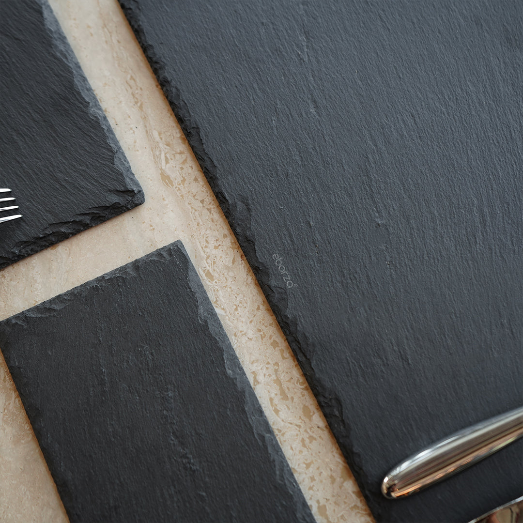 Slate Serving Board Rough Chipped Edges 36x25cm - CKPL3625B - Trays - ebarza Furniture UAE | Shop Modern Furniture in Abu Dhabi & Dubai - مفروشات ايبازرا في الامارات | تسوق اثاث عصري وديكورات مميزة في دبي وابوظبي