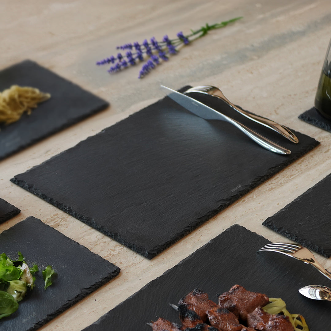 Slate Serving Board Rough Chipped Edges 36x25cm - CKPL3625B - Trays - ebarza Furniture UAE | Shop Modern Furniture in Abu Dhabi & Dubai - مفروشات ايبازرا في الامارات | تسوق اثاث عصري وديكورات مميزة في دبي وابوظبي