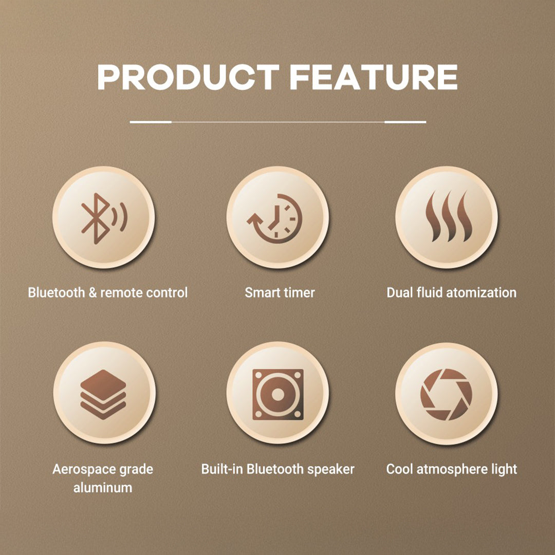 Smart aroma diffuser and speaker by ebarza, with sleek design and range up to 300m³, part of BEACON smart diffusers line.