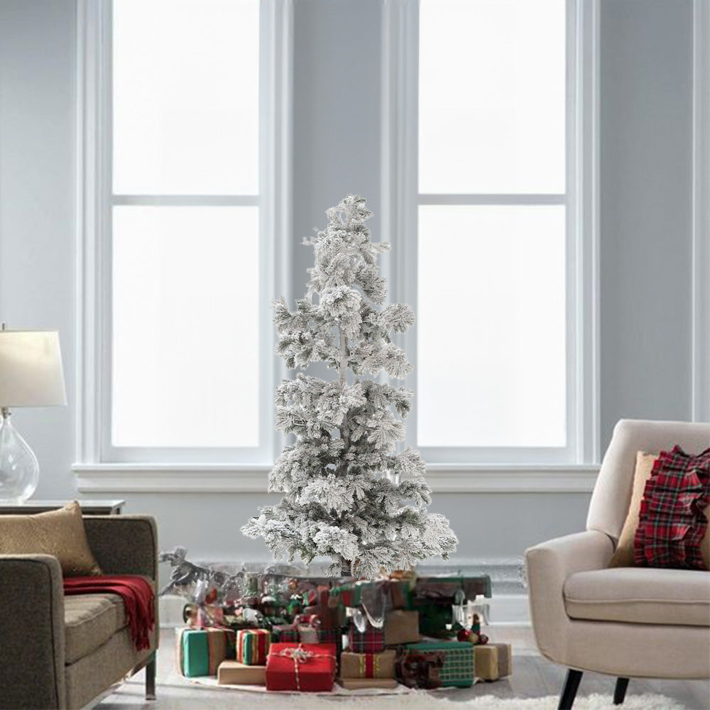 Snow Christmas Tree with LED lights, 170cm tall, from BEACON(XODG), featuring snow-covered branches and festive illumination.