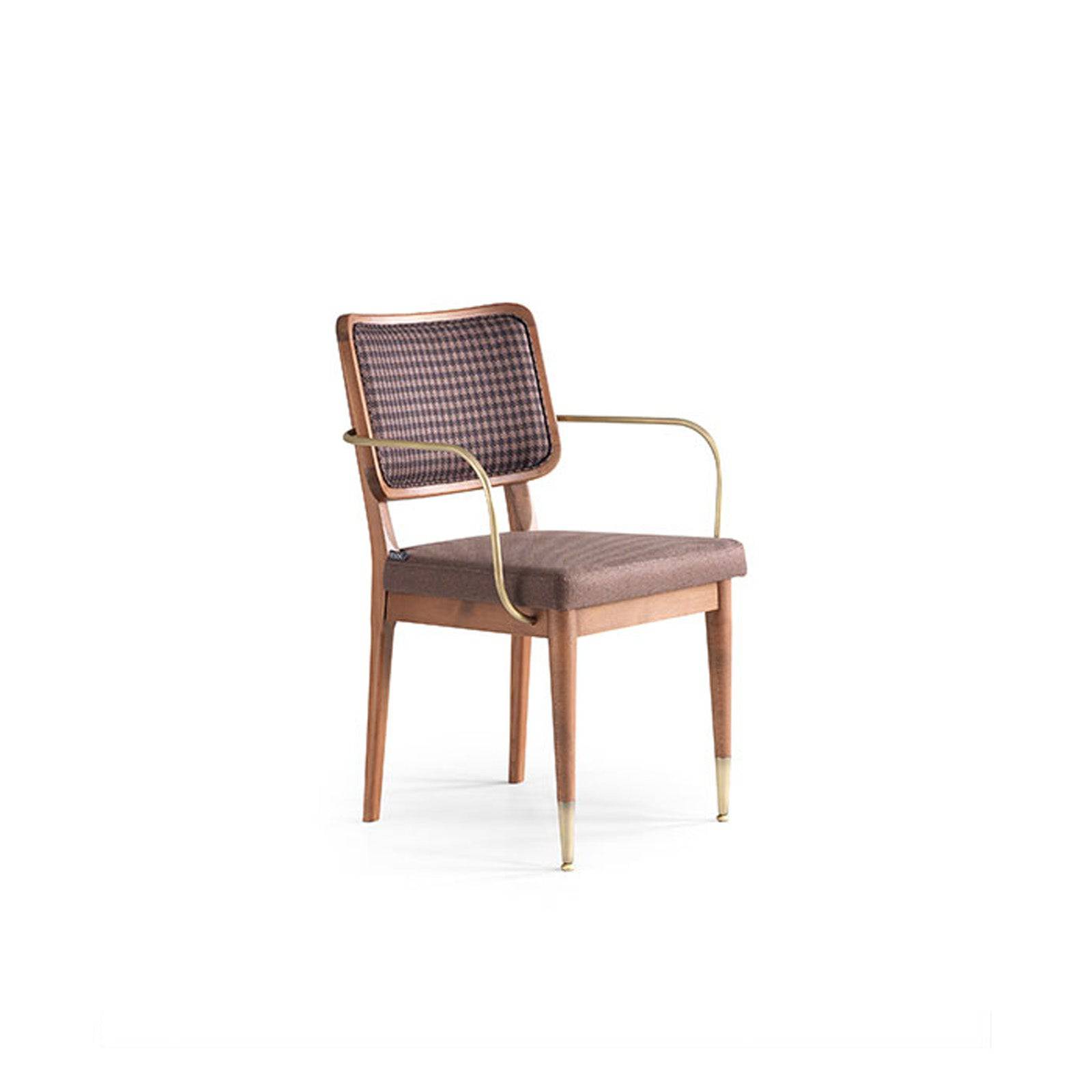 Gold Soho Dining Chair by LODA FURNITURE, showcasing a stylish, modern design with a sleek, upholstered seat and wooden legs.