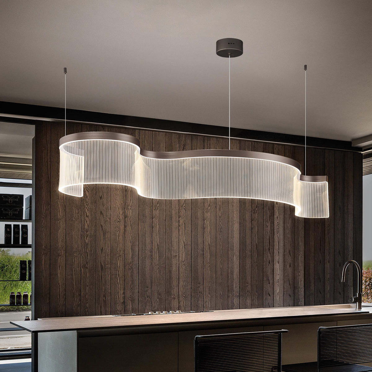 BEACON Stardust Swirl Pendant Lamp, 100x29.5 cm, modern pendant lighting with a swirling design, ideal for contemporary interiors.
