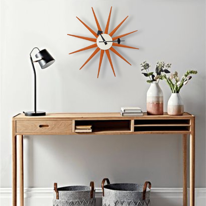 Sun Wall Clock Cw08-Orange - Clocks - ebarza Furniture UAE | Shop Modern Furniture in Abu Dhabi & Dubai - مفروشات ايبازرا في الامارات | تسوق اثاث عصري وديكورات مميزة في دبي وابوظبي