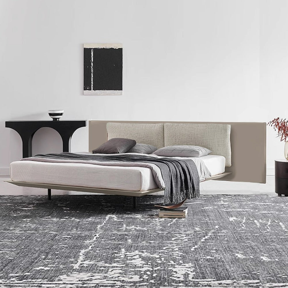 Suspended queen size bedstead by BEACON with modern design, featuring a sturdy frame and stylish headboard for contemporary bedrooms.