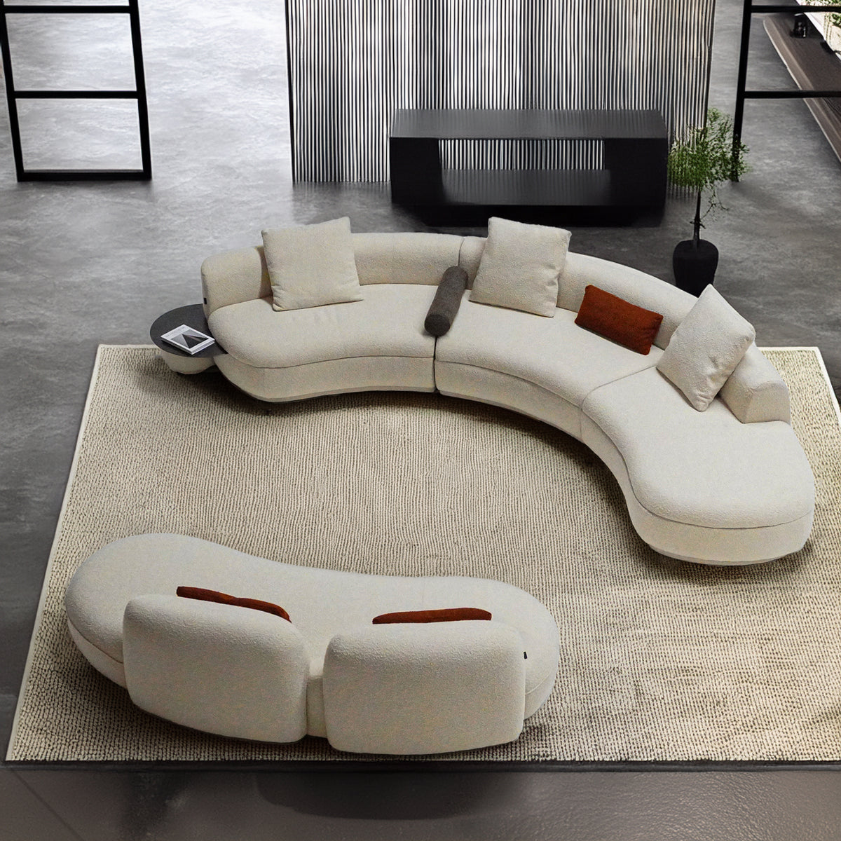 BEACON Teddy Curved 2-Seater Sofa Module SF061-B with plush fabric and modern design, shown from a front angle.