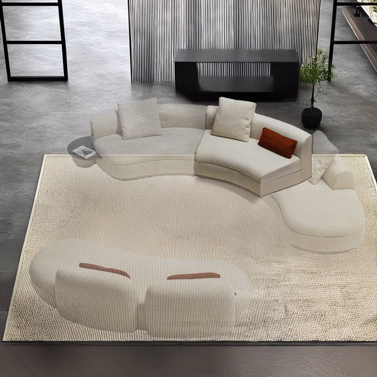 BEACON Teddy Curved 2-Seater Sofa Module SF061-B with plush fabric and modern design, shown in a cozy living room setting.