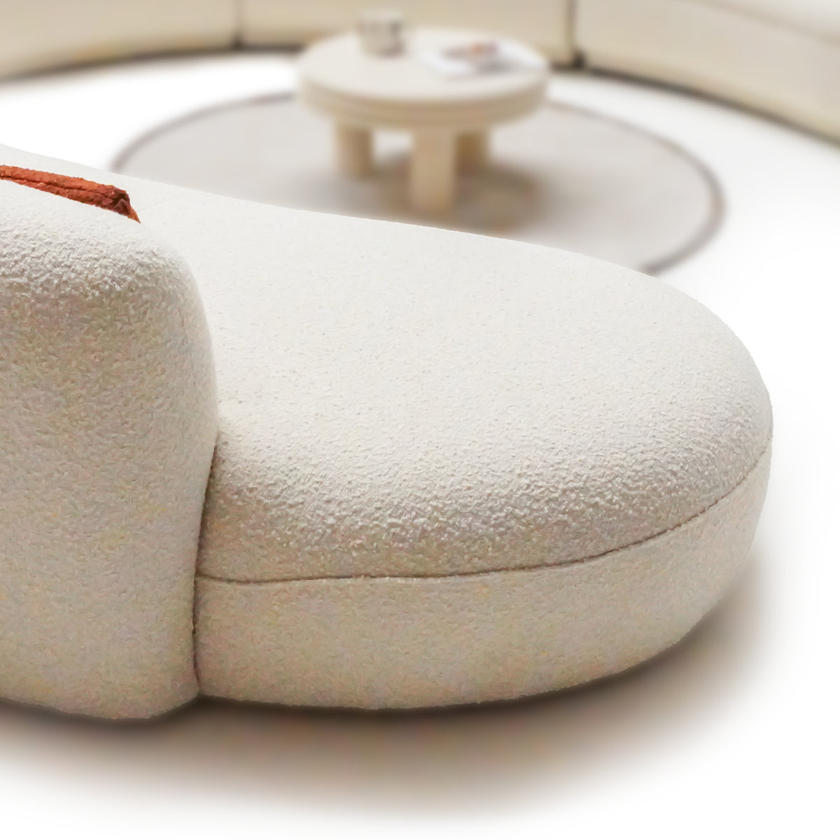 BEACON TEDDY Curved Sofa SF082, modern sofa with plush fabric and curved design, suitable for contemporary living rooms.
