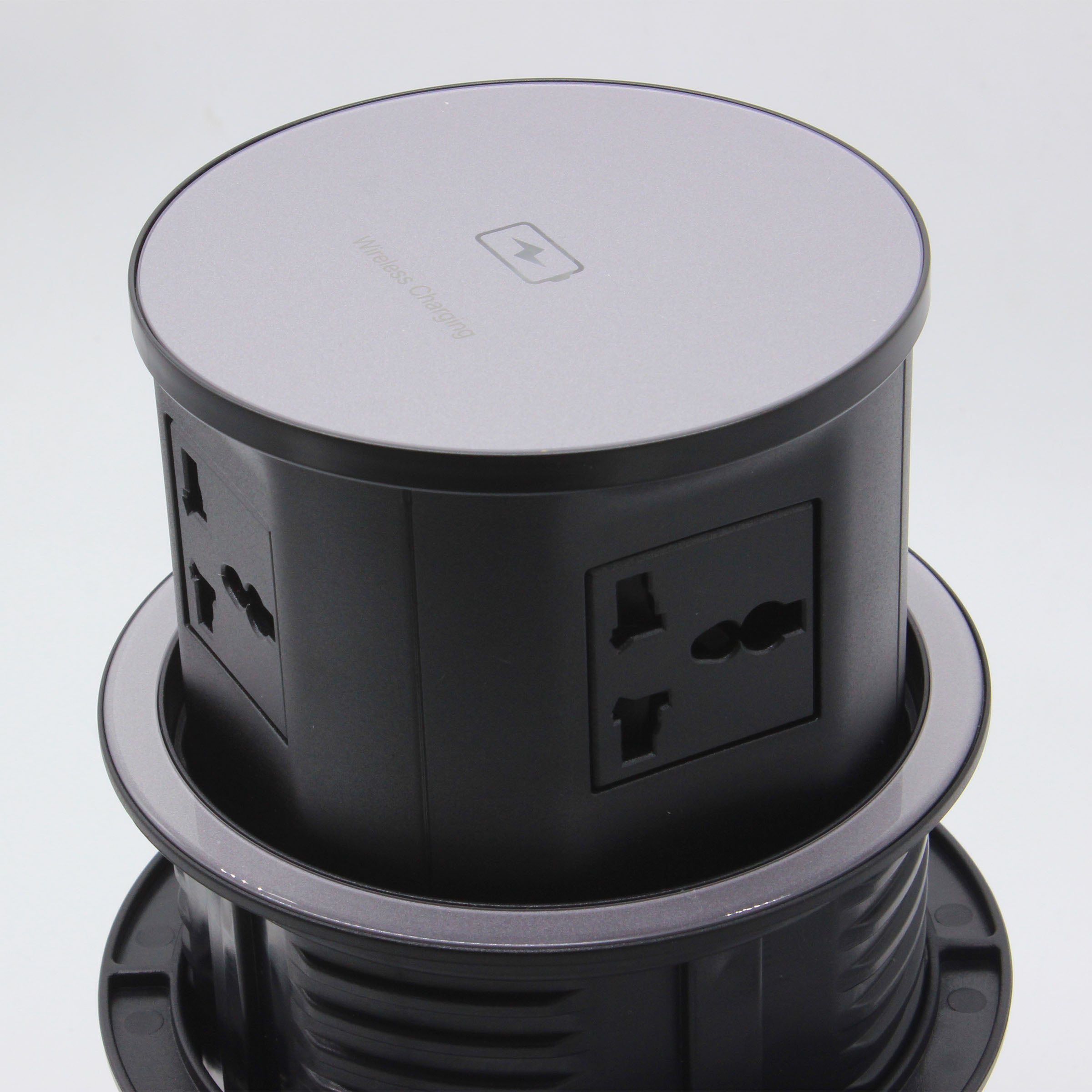 BEACON tempered glass pop-up socket JXB-015A with multiple power outlets and USB ports, designed for smart home use.