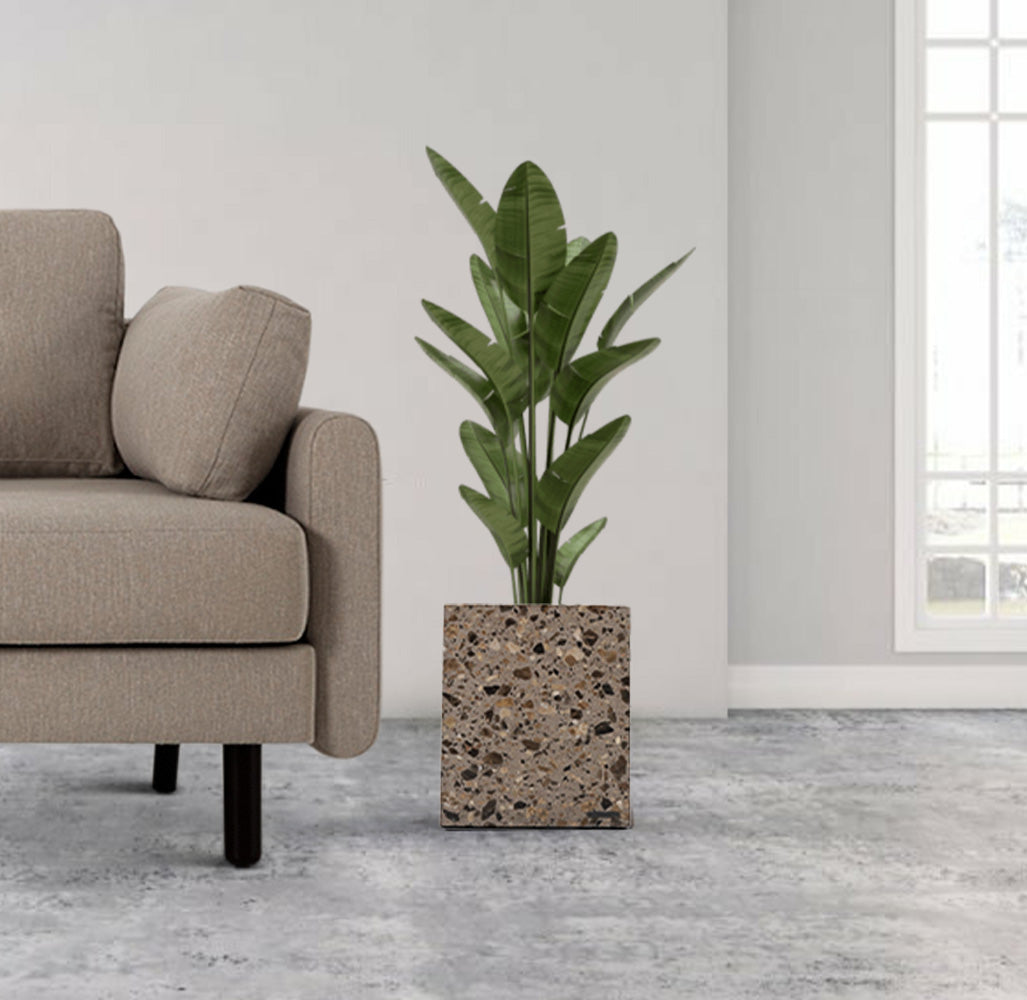 BEACON terrazzo planter box 305-N0272 with a modern, speckled design suitable for indoor or outdoor plants