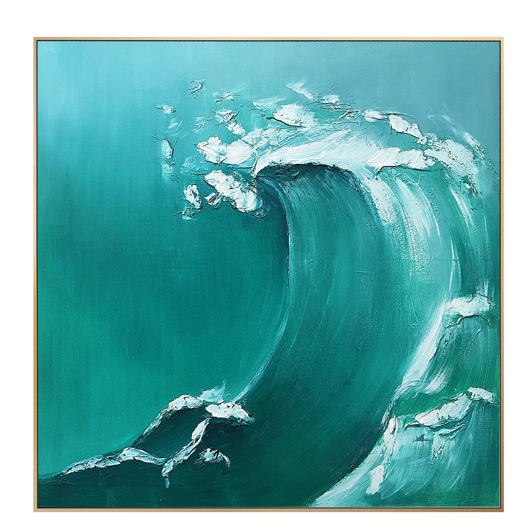 AS IS - The Big Wave Hand Painted Art Painting With 140X140 Cm Frame Soaap0012 - DISPLAY ITEM - ebarza Furniture UAE | Shop Modern Furniture in Abu Dhabi & Dubai - مفروشات ايبازرا في الامارات | تسوق اثاث عصري وديكورات مميزة في دبي وابوظبي
