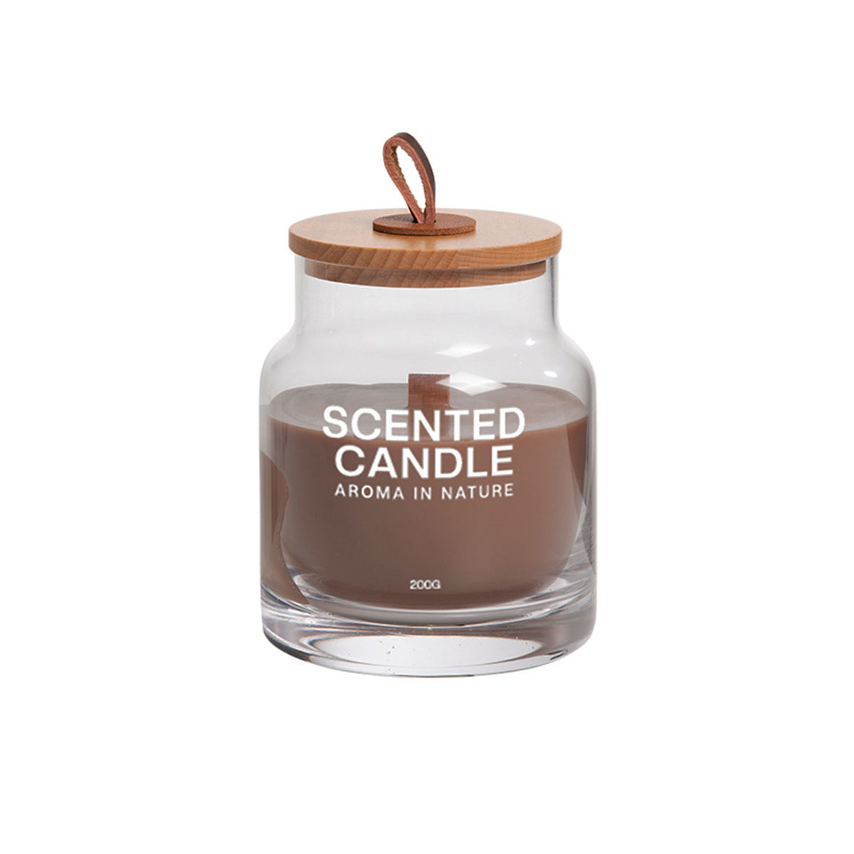 Thick glass wax coffee candle by BEACON, featuring a warm coffee-colored wax in a clear glass holder.