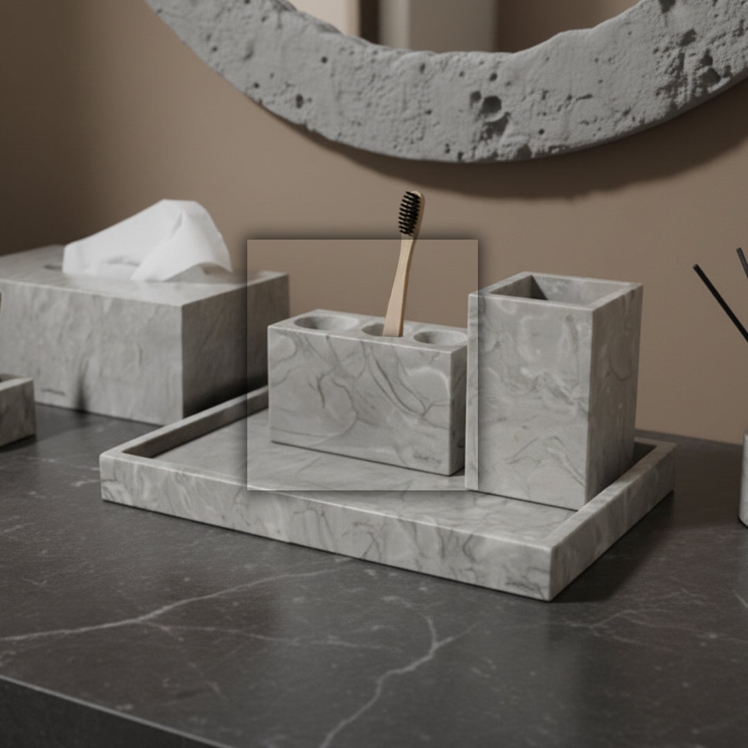 BEACON three-hole toothbrush holder in bathroom accessories, designed for organizing toothbrushes with three separate slots.