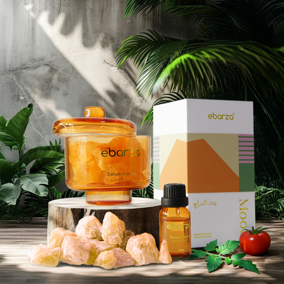 Tomato leaves Mood fragrance oil in a 15ml glass bottle with dropper for stick diffusers by M&SENSE.