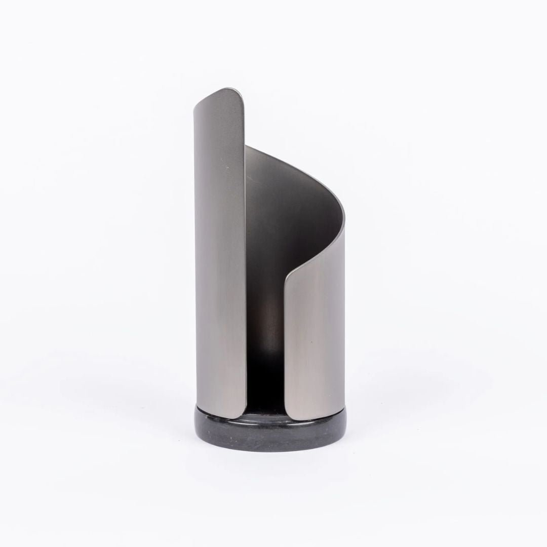 Black torch candlestick by BEACON, elegant candle holder with a sleek design, perfect for decorative lighting.