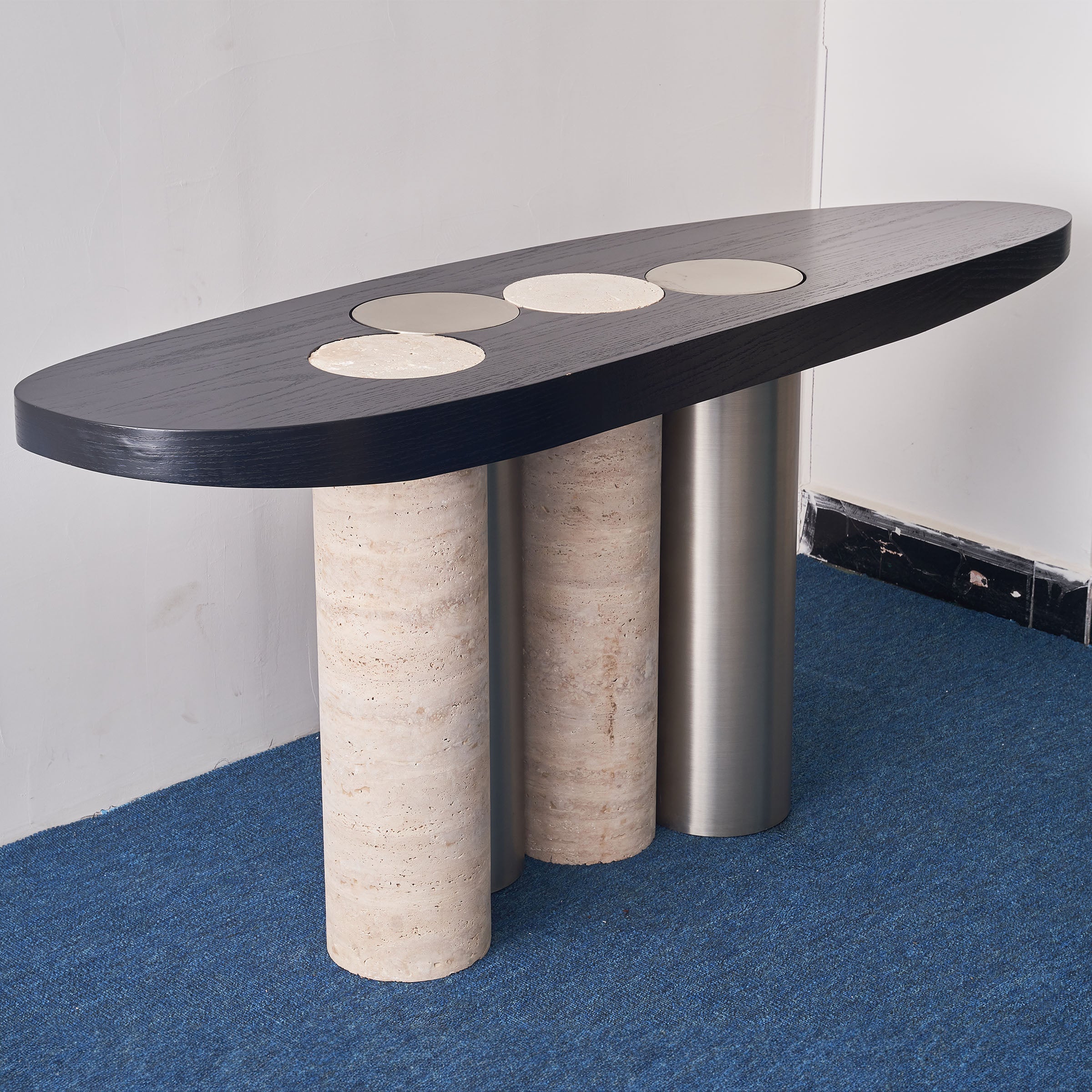 Travertine Console Table JA016 - Consoles - ebarza Furniture UAE | Shop Modern Furniture in Abu Dhabi & Dubai - مفروشات ايبازرا في الامارات | تسوق اثاث عصري وديكورات مميزة في دبي وابوظبي
