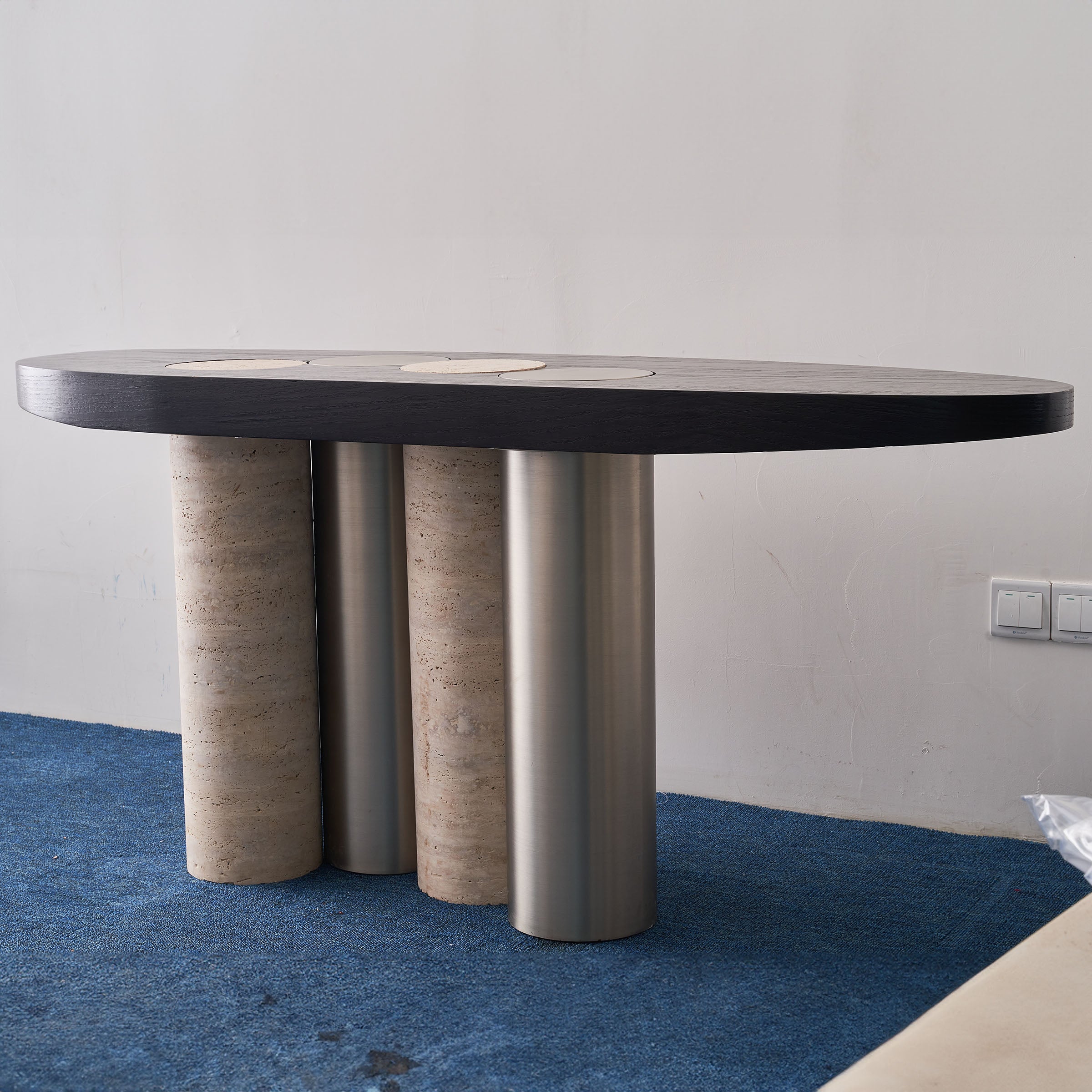 Travertine Console Table JA016 - Consoles - ebarza Furniture UAE | Shop Modern Furniture in Abu Dhabi & Dubai - مفروشات ايبازرا في الامارات | تسوق اثاث عصري وديكورات مميزة في دبي وابوظبي