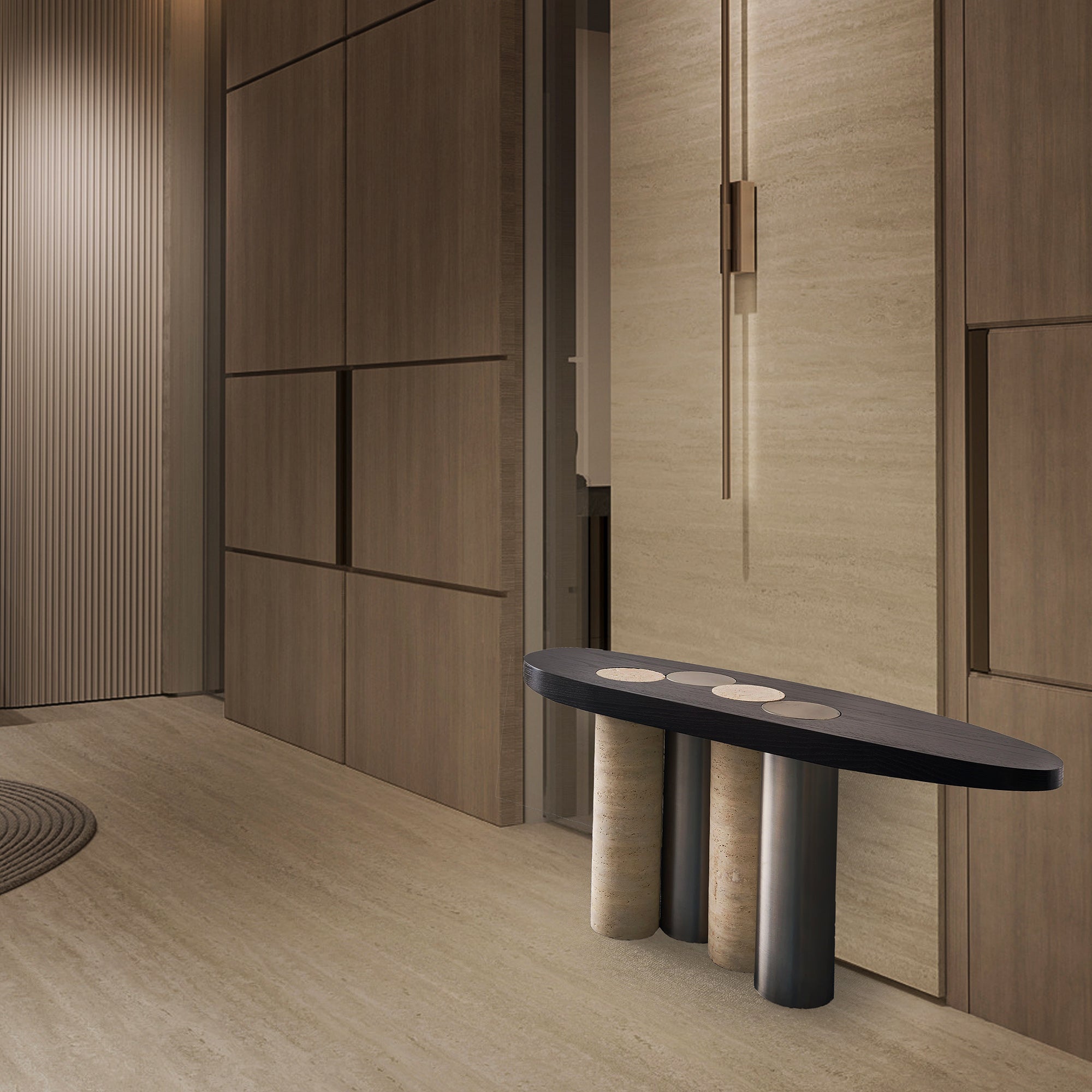 Travertine Console Table JA016 - Consoles - ebarza Furniture UAE | Shop Modern Furniture in Abu Dhabi & Dubai - مفروشات ايبازرا في الامارات | تسوق اثاث عصري وديكورات مميزة في دبي وابوظبي