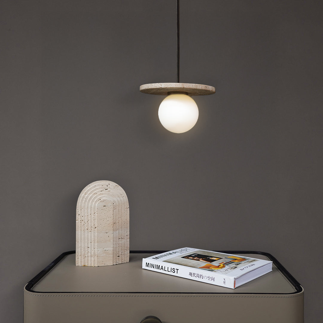 BEACON travertine marble pendant lamp 7703S1-GB hanging lamp with elegant stone finish and modern design.