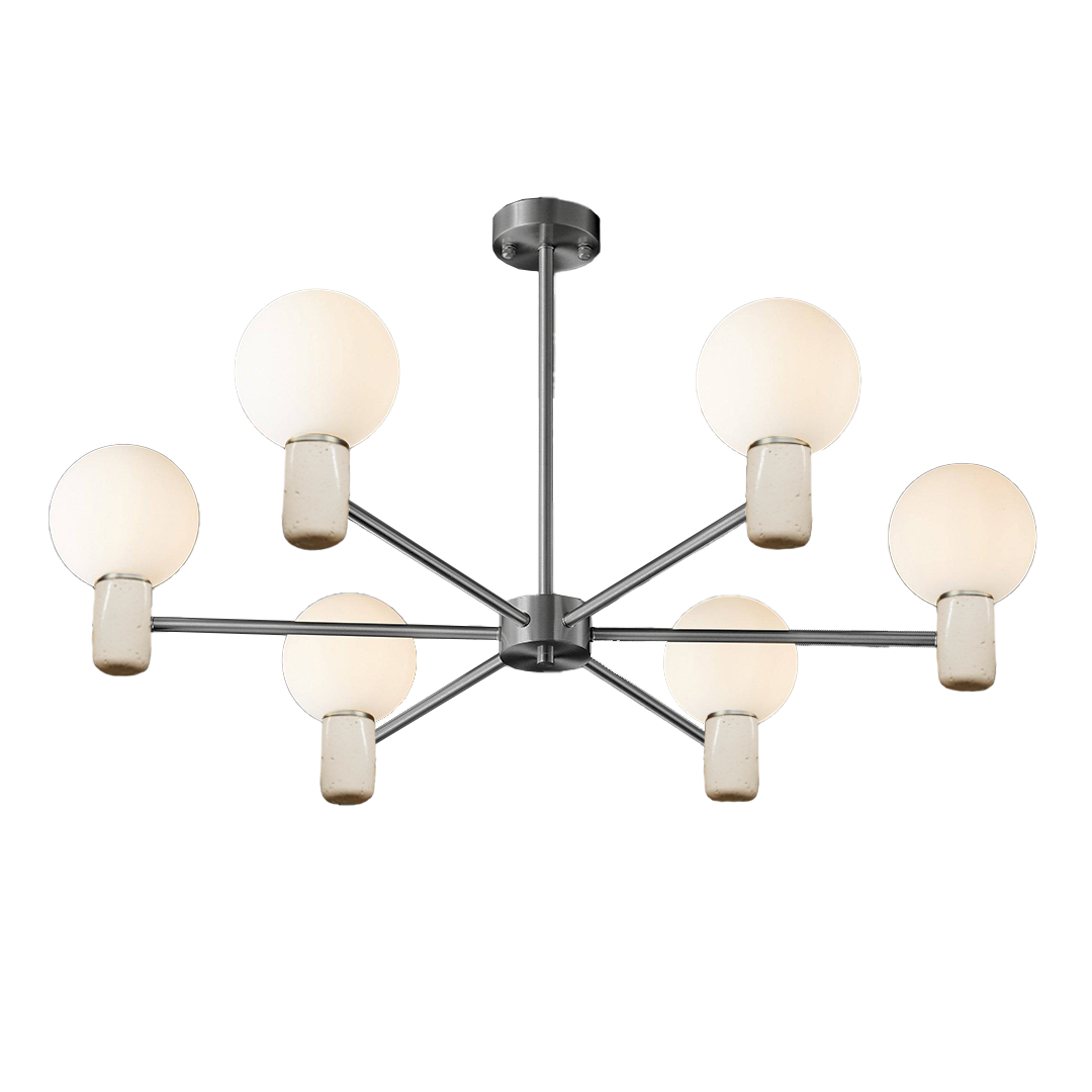 BEACON Travertine Marble Pendant Lamp 8801-6-GB with Gunblack finish, showcasing the elegant marble and modern pendant lamp design.