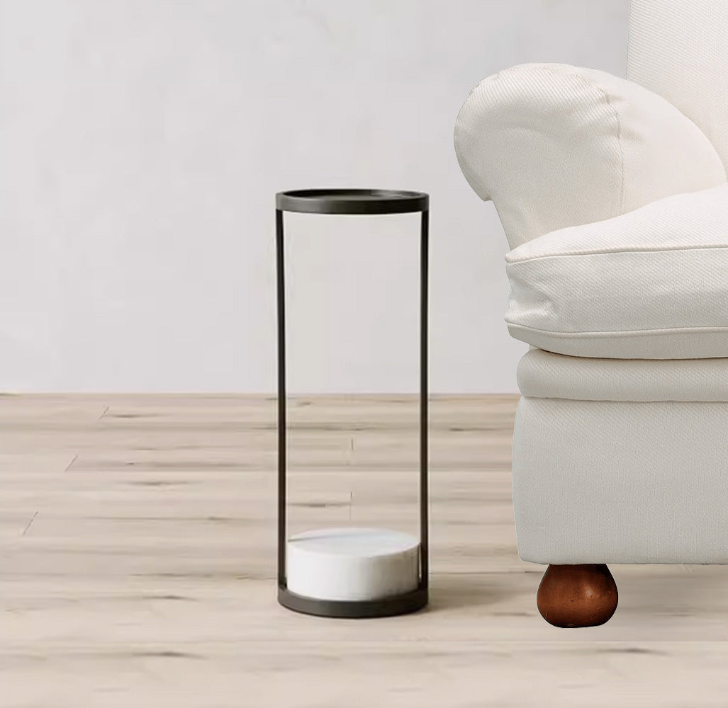 Travertine marble side table by BEACON, model MO-576 with a sleek design and natural stone finish.
