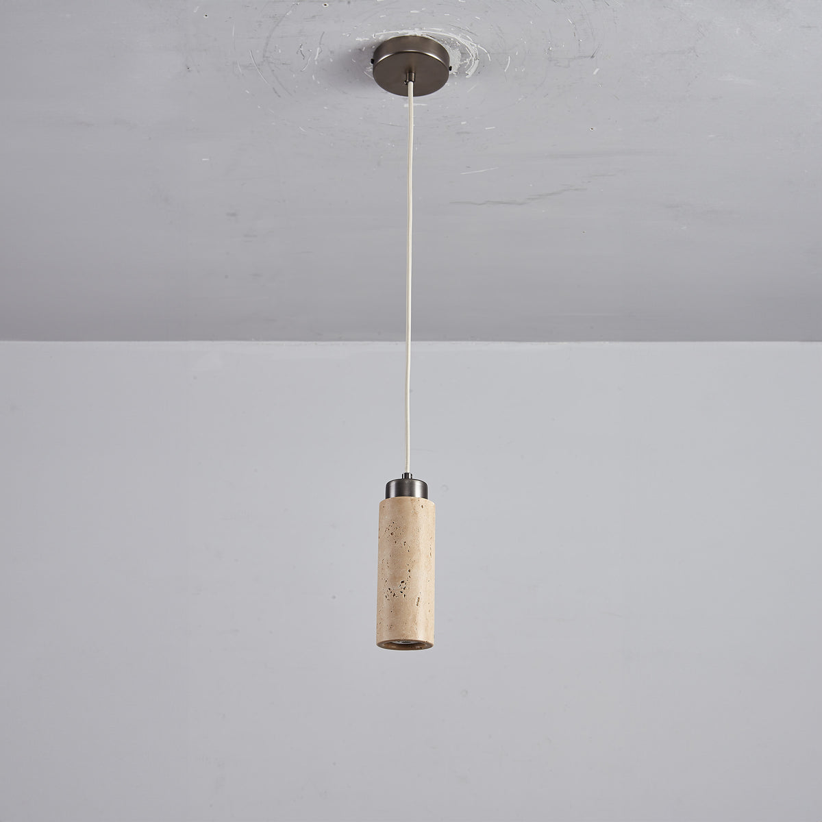 Beige travertine pendant lamp from BEACON JIADG, model 60005-1P, hanging ceiling light fixture with a modern design.