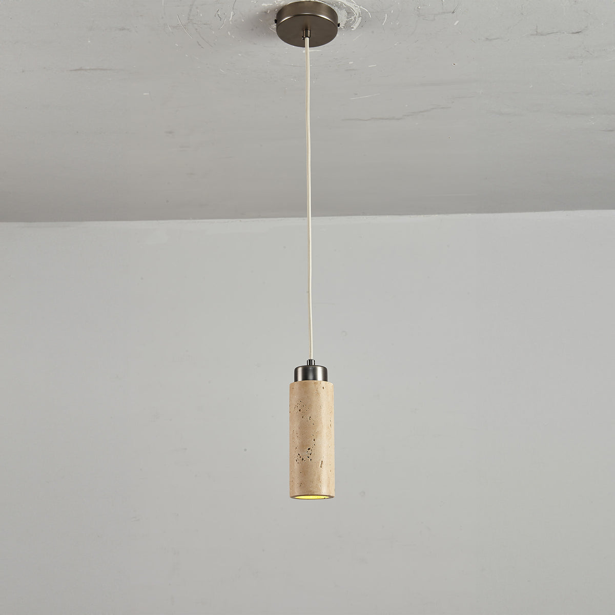 Travertine pendant lamp from BEACON JIADG, model 60005-1P, featuring a natural stone finish and sleek design for modern interiors.