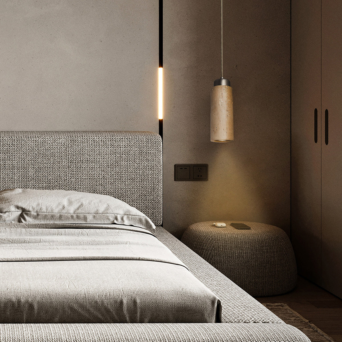 BEACON JIADG travertine pendant lamp 60005-1P hanging light fixture with textured stone finish for modern interior decor