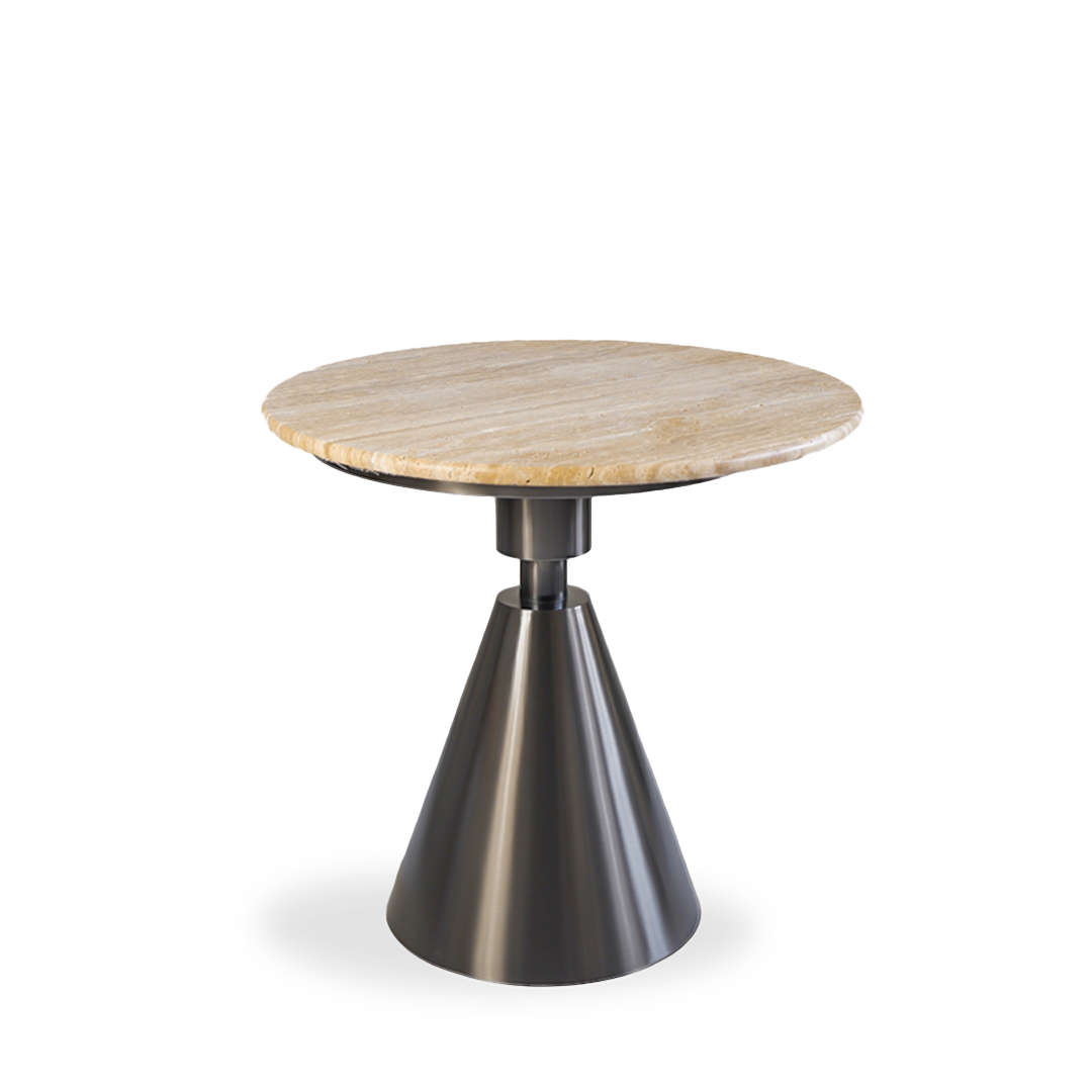 BEACON travertine-top and stainless steel-base coffee table, modern design, PZ-C09-S model, stylish living room furniture